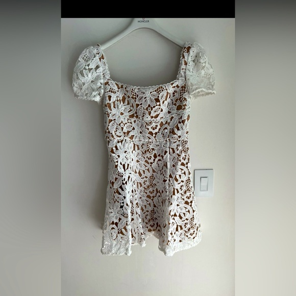 Self Portrait WHITE FLORAL LACE MINI DRESS - Picture 2 of 3